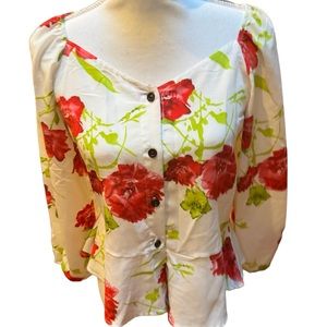 Jon & Anna long, sleeved, floral blouse. Size-M